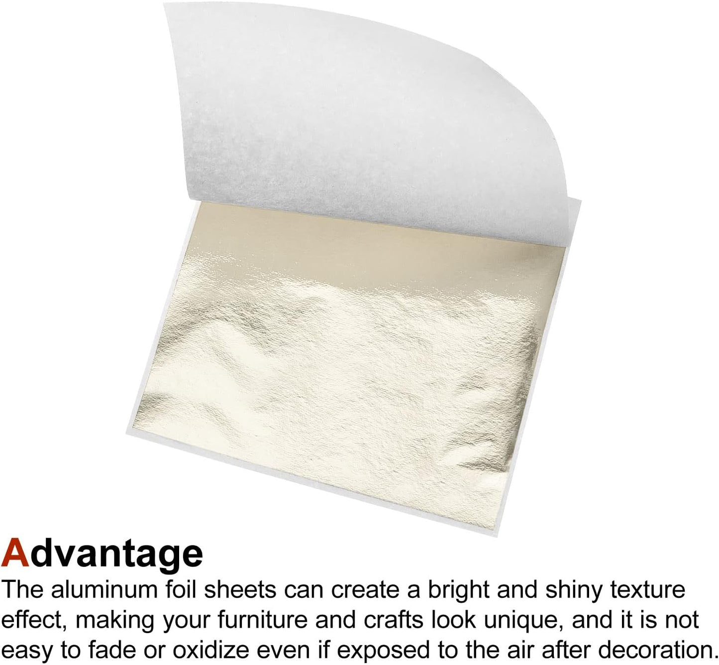 MECCANIXITY Gold Leaf Foil Sheet, Silver Leaf Papers, 3.3 x 3.1inch for Art Decoration, Sculptures, Painting, Pack of 100