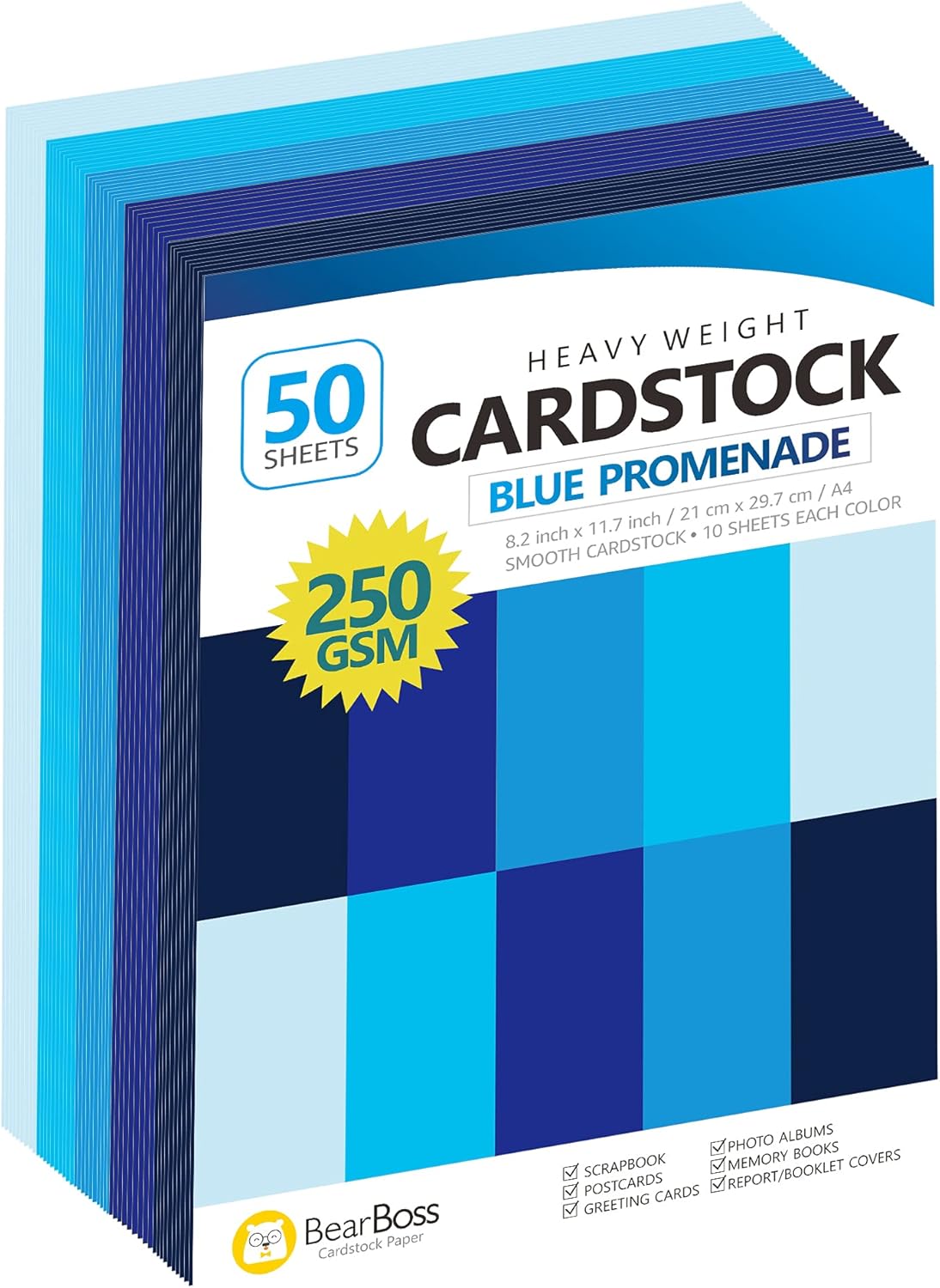 Blue Navy Colored Cardstock Thick Paper 50 Sheets, 8.5" x 11" Heavyweight 92lb Cover Card Stock for Crafts and DIY Cards Making