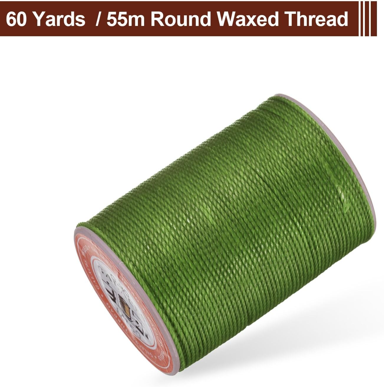 uxcell Round Leather Sewing Waxed Thread, 55m / 60 Yards Wax Polyester String, 0.8mm Waxed Stitching Cord for Leather Crafts, Bookbinding, Bracelets Braided, Grass Green