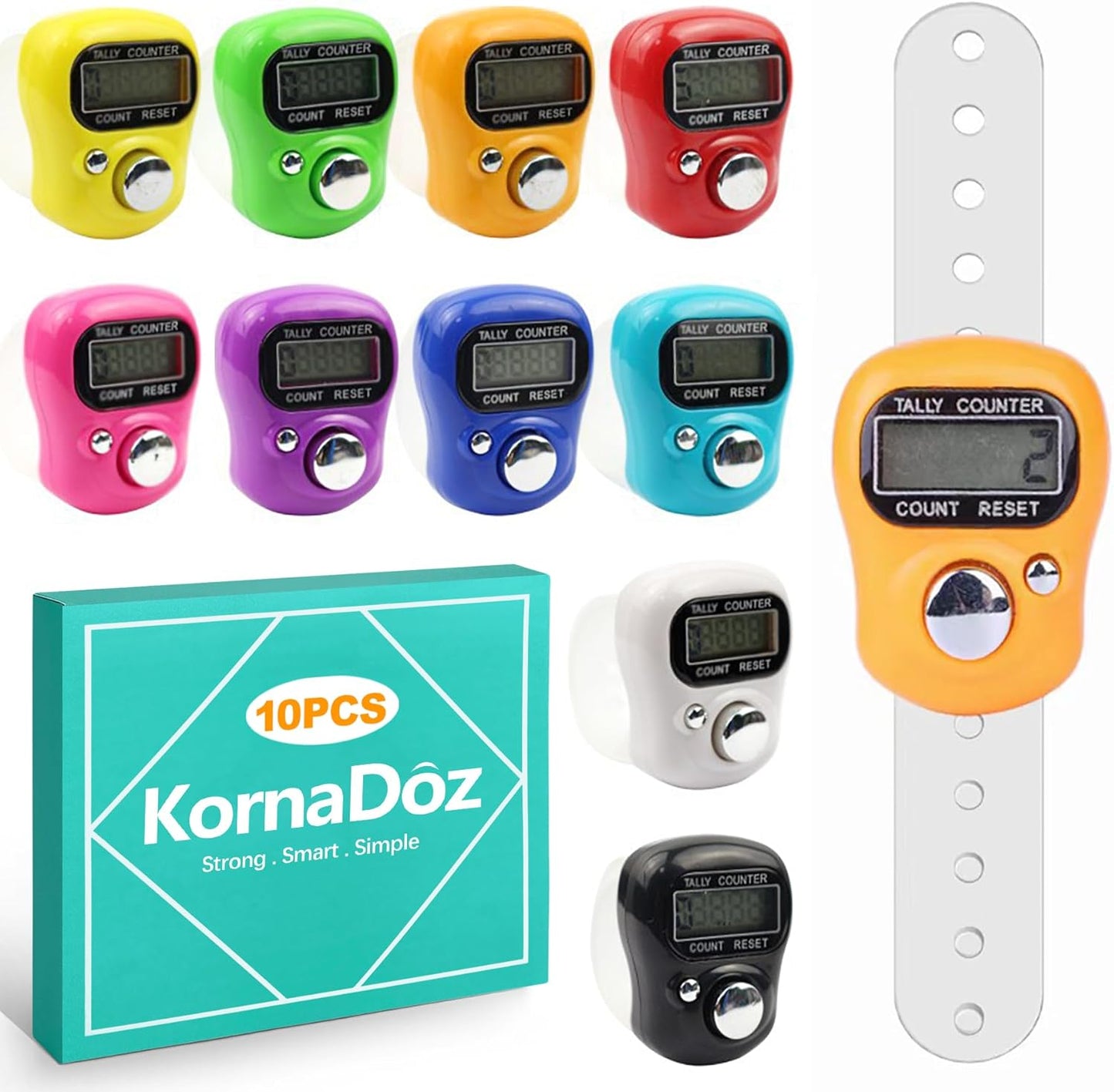 Digital Finger Clicker Counter - 5-Digit LCD Handheld Tally for Lap/Pitch/Knitting/Crochet/People Counting - Multi-Function Device for Classroom, Sports & Events