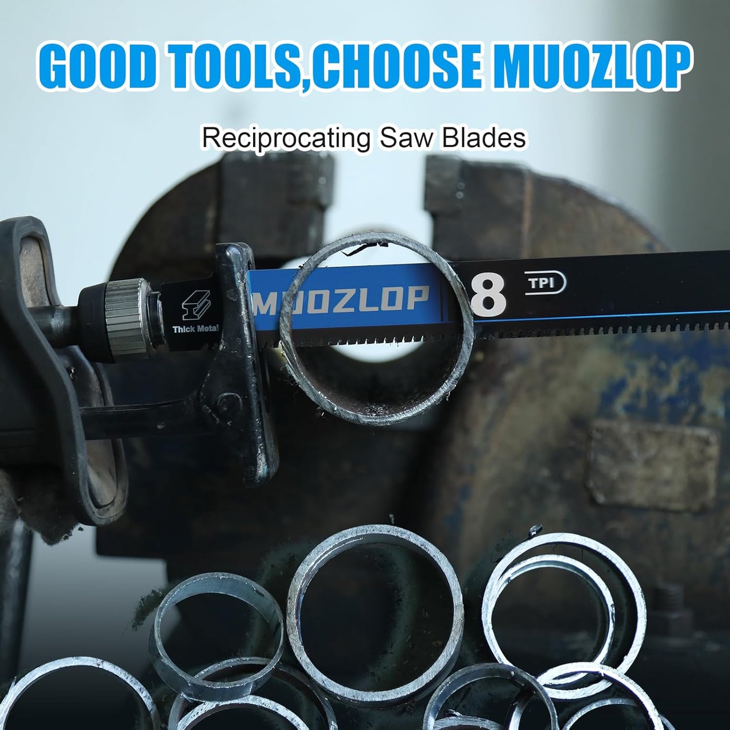 10 Pack 6 inch Reciprocating Saw Blades Set，8 TPI High Carbon Saw Blades for Metal ，Saw Blades with Organizer Case (10, 8T/6inch)