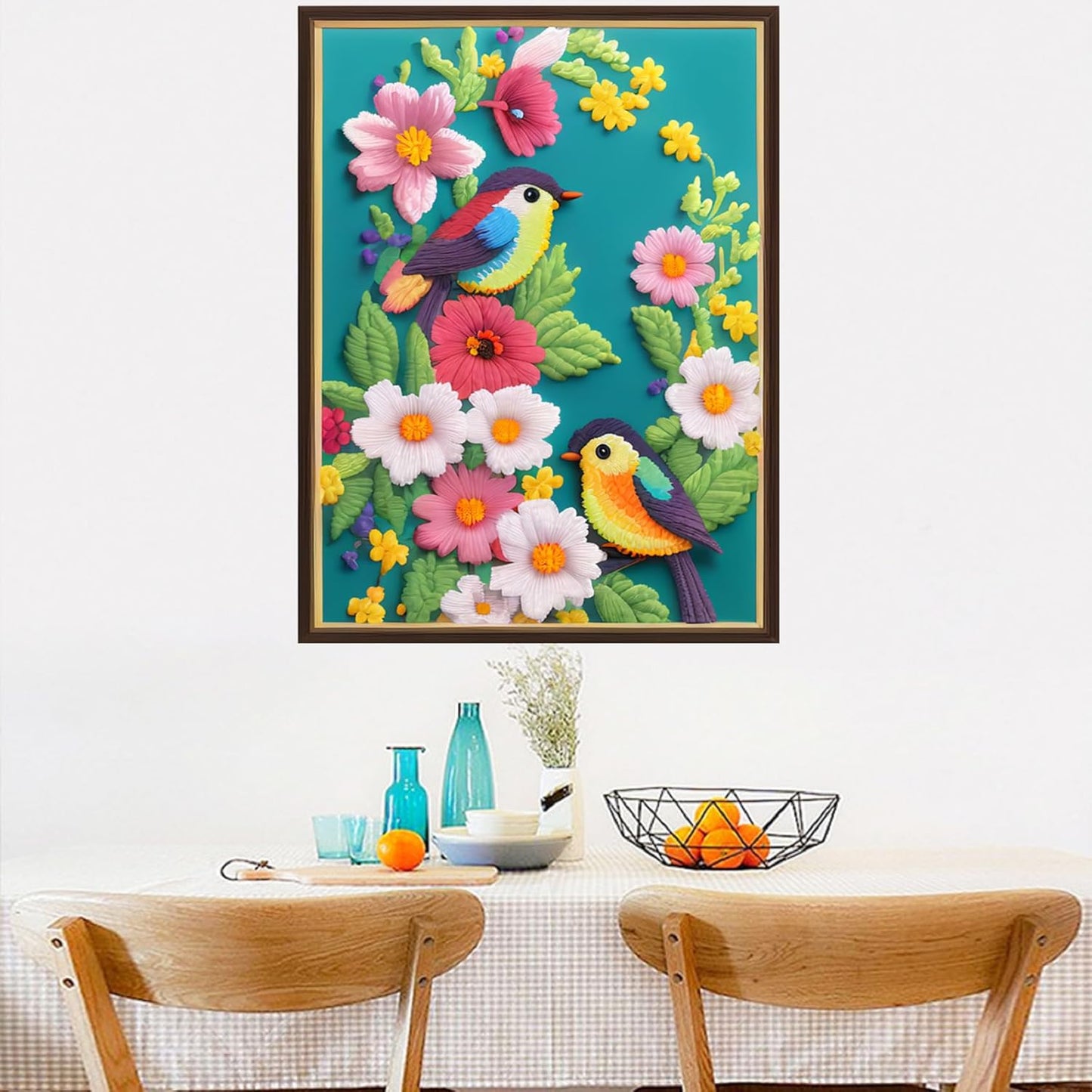 Dimensean Stamped Cross Stitch Kits Full Range of Embroidery Patterns Starter Kits for Beginners Adult or Kids DIY Cross Stitches Needlepoint Kits 11CT-Flower Bird 15.7x19.7 inch