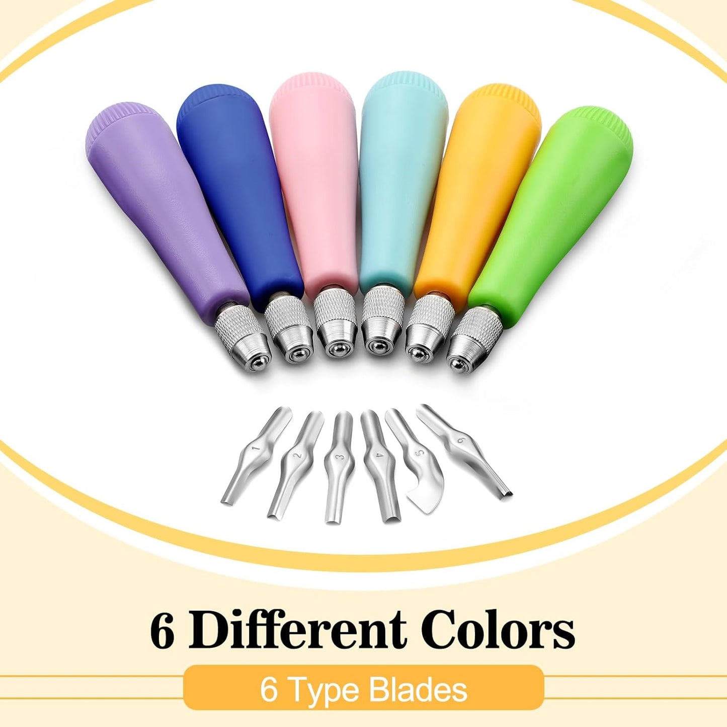 Umigy 6 Pack Craft Linoleum Cutter Kit Carving Tools Assortment Linocut Tools Block Cutters for Block Printing, Assorted Colors