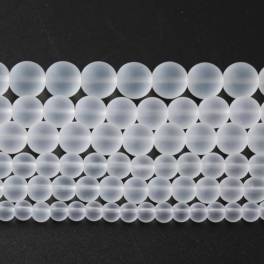 36pcs 10mm Frost White Crystal Glass Beads for Jewelry Making Round Loose Beads DIY Bracelets Necklaces Crystal Energy Healing Stone Beads 15" (10mm, Frost White Glass)