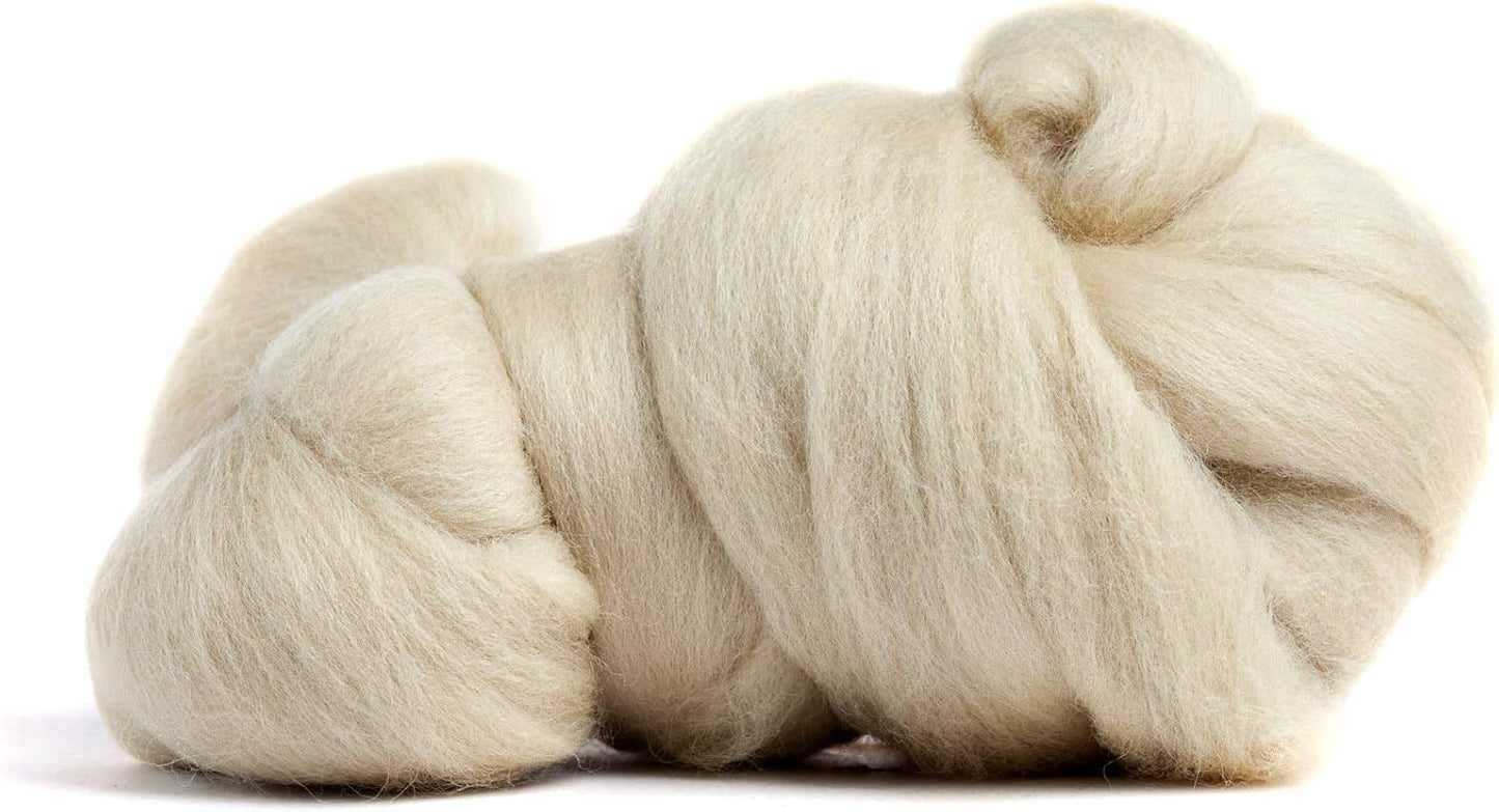 Desert Breeze Distributing 100% Natural Merino Wool Roving - Premium Combed Top Merino Roving Wool - Tapestry, Spinning, Wet Felting & Needle Felting Supplies - 21.5 Micron - 1 oz, Color Parchment