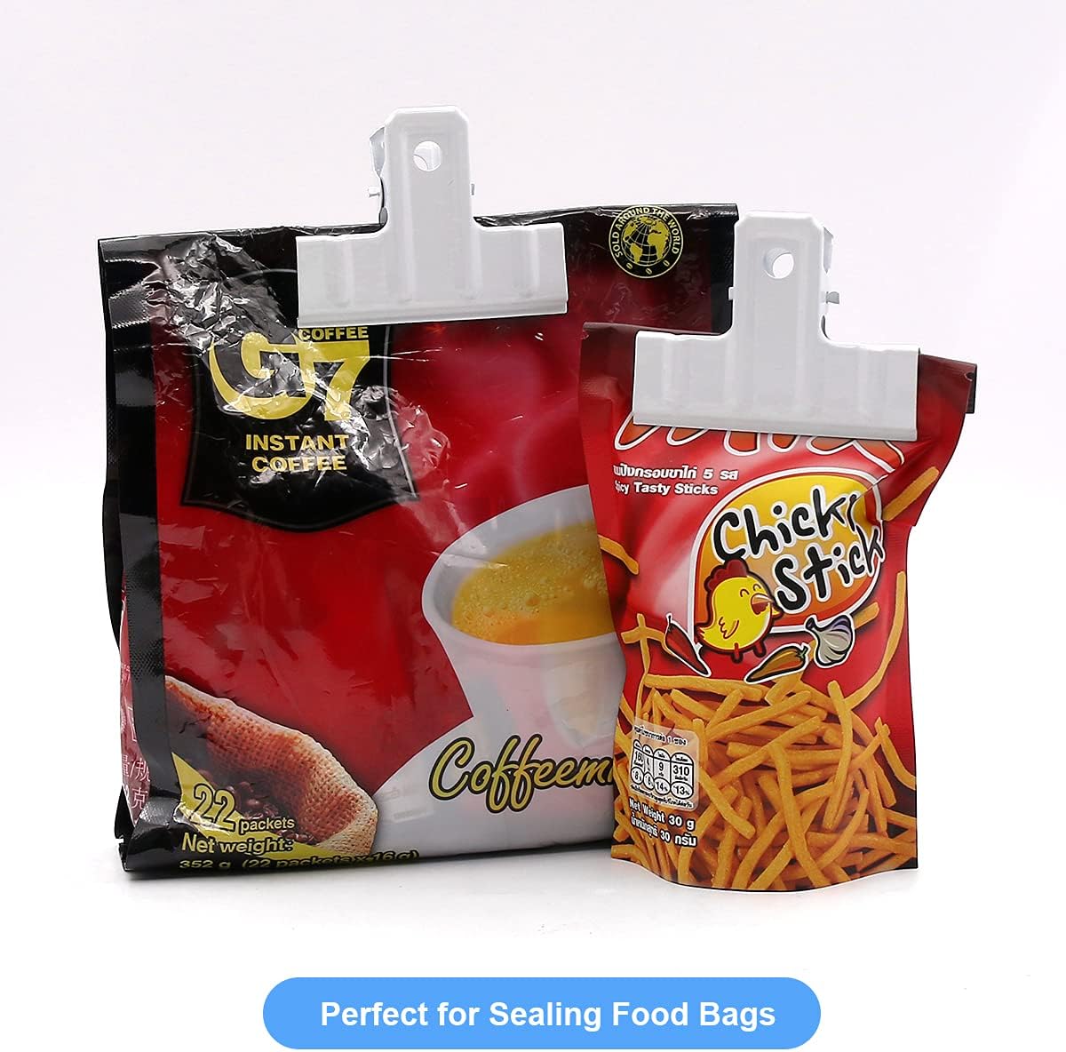 Coideal White Bull Clips Thickened - 10 Pack 3 Inch Long Large Metal Binder Paper Clips Clamps for Food Bags, Office & Home Kitchen (77 mm)