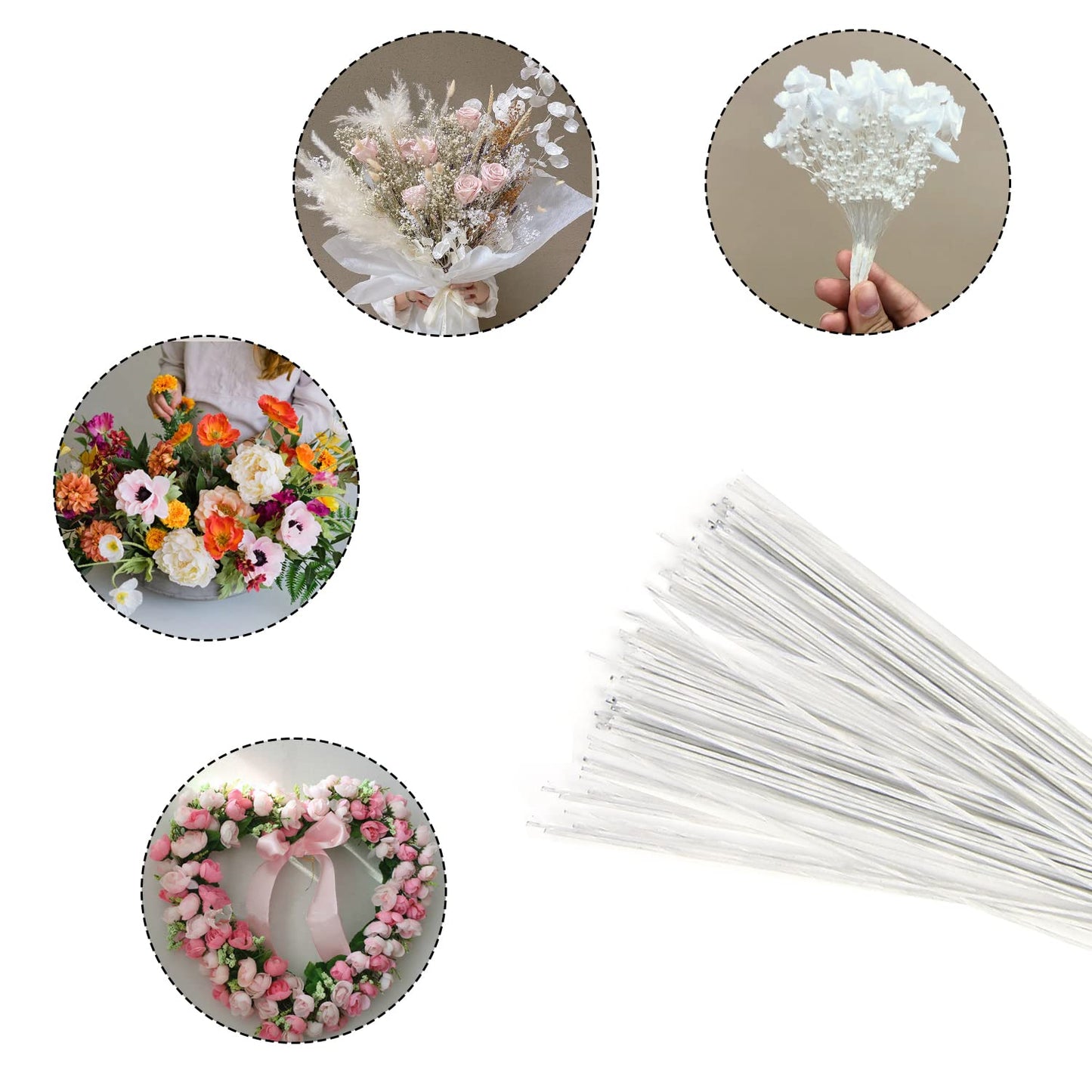 Decora 22 Gauge White Floral Wire 16 inch,50/Package