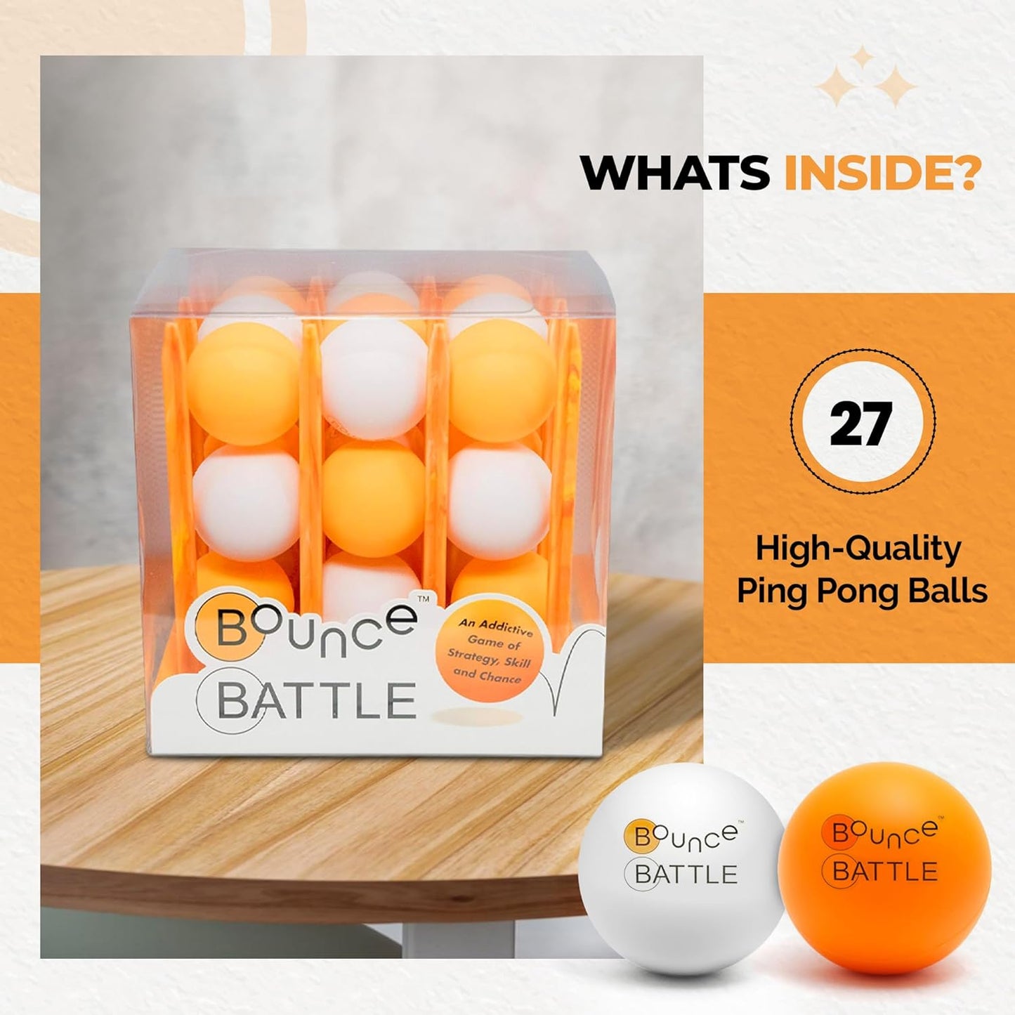 Bounce Battle™ Game Set – Marbled Edition – Fast-Paced Family & Party Game for Kids, Teens & Adults – Strategy & Skill with 27 Balls & Marbled Cube – Creative Child Game of The Year Winner