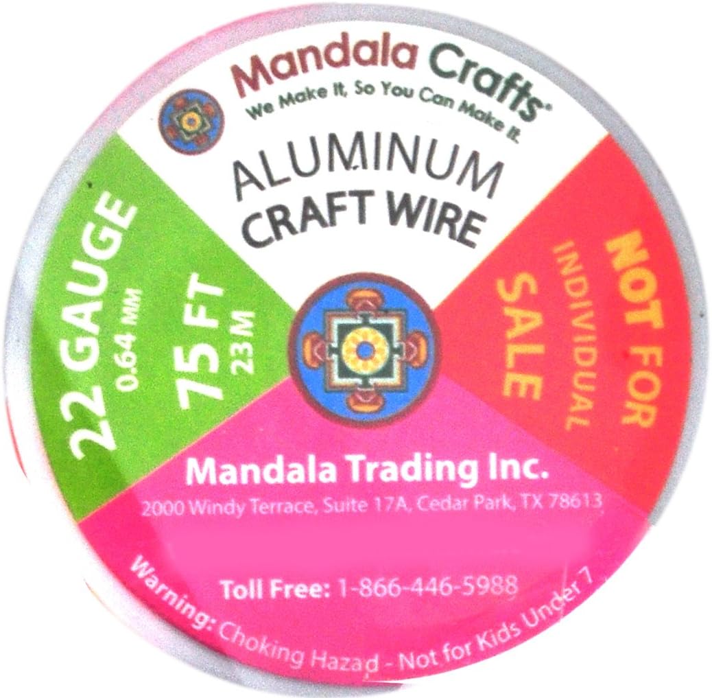 Mandala Crafts 22 Gauge Anodized Aluminum Craft Wire for Jewelry Making - 450 FT Colored Flexible Silver Copper Tone Wire - Bendable for Bonsai Armature Crafting Sculpting