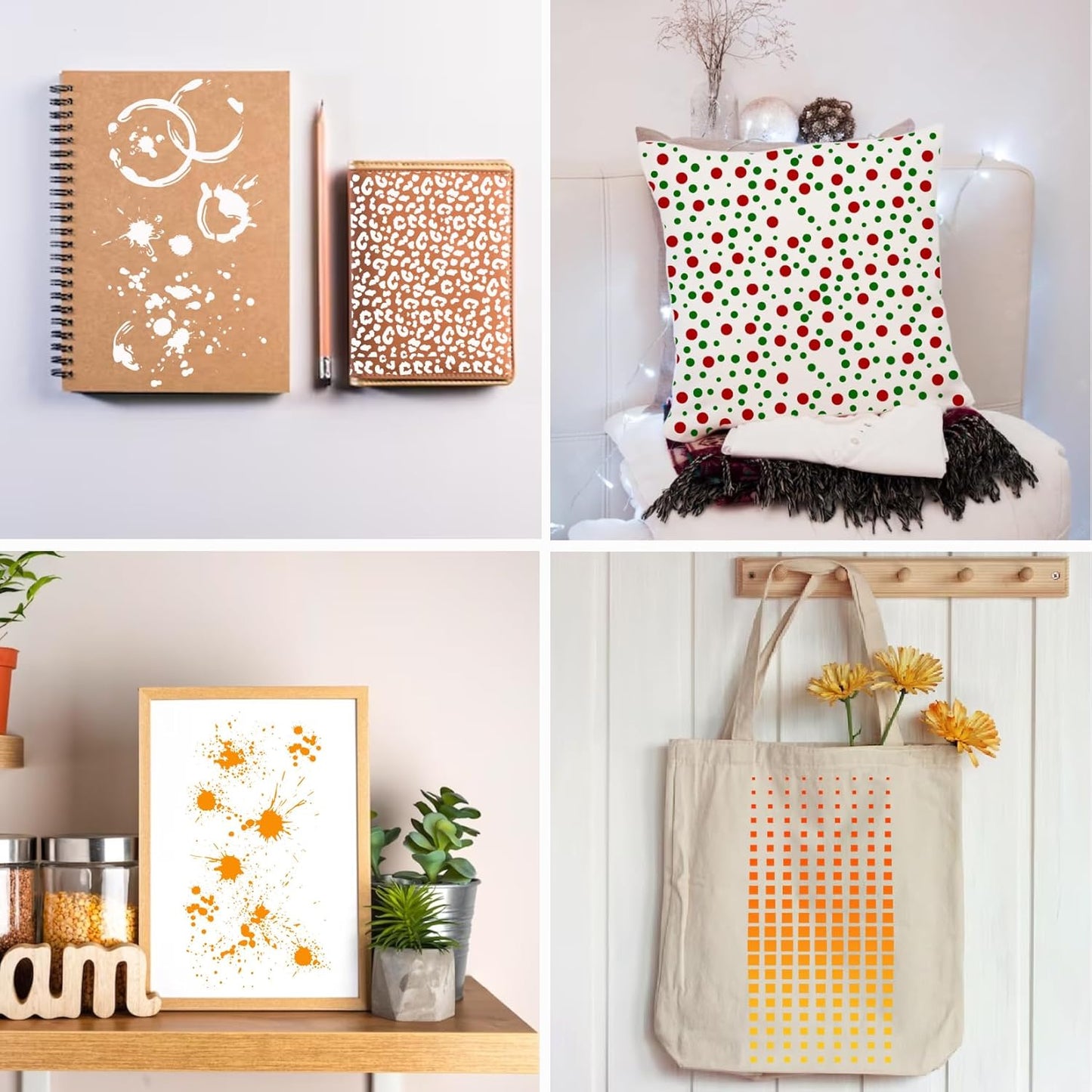 8 Pieces Stencils for Crafts Polka Dot Brick Layering Stencils Mixed Media Texture Stain Splatter Stencils for Painting on Card Making Canvas DIY Crafts Furniture Paper (8 Texture)