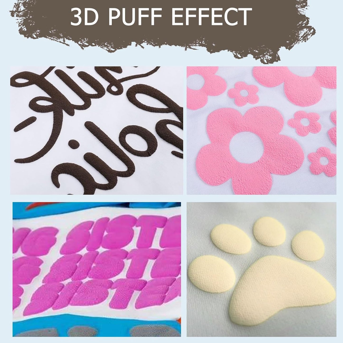 HTVRONT Puff Vinyl Heat Transfer -10" x 6ft Coffee 3D Puff Heat Transfer Vinyl for T-Shirt- Puff Htv Vinyl for Compatible with Cricut Cutting Machine-Easy Cut/Weed