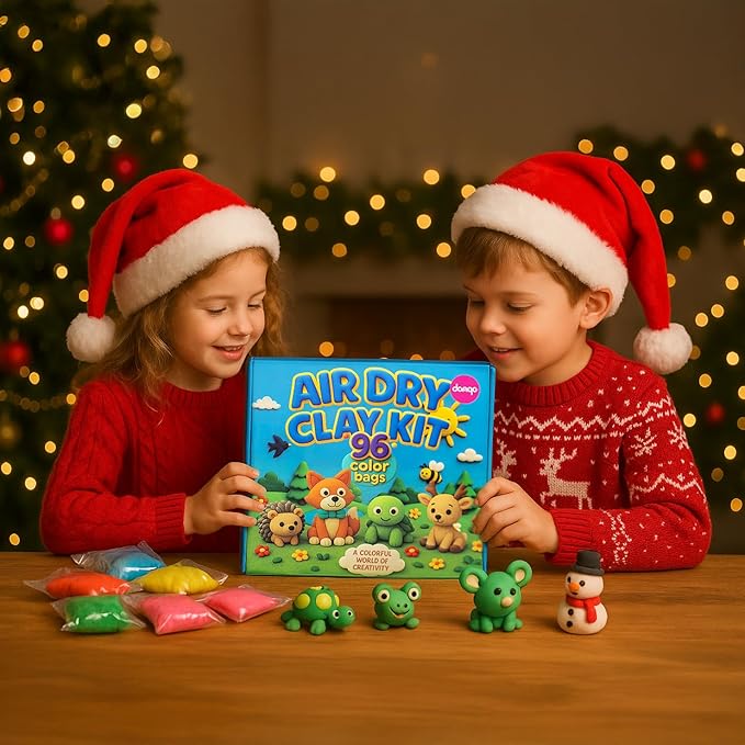 Air Dry Clay Kit 96 Colors for Kids, Lightweight and Non-Sticky Modeling Clay with Sculpting Tools and Storage Bags, DIY Arts and Crafts Gift for Boys and Girls Ages 3+