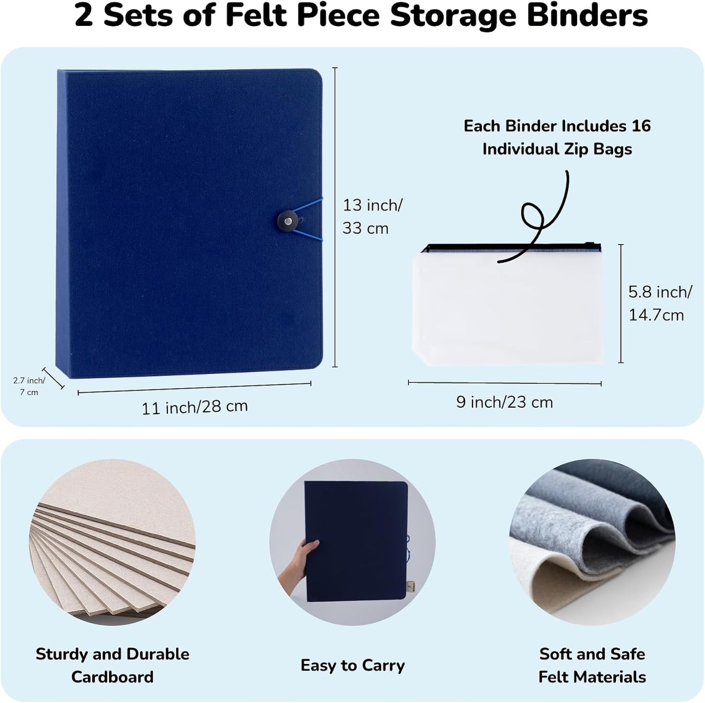 CHEFAN Felt Board for Toddlers, 2 Pack Multi-Functional Felt Pieces Storage Binders, Flannel Stories Board, Freestanding Flannel Story Learning Set and Storage Bag for Preschool, Teacher