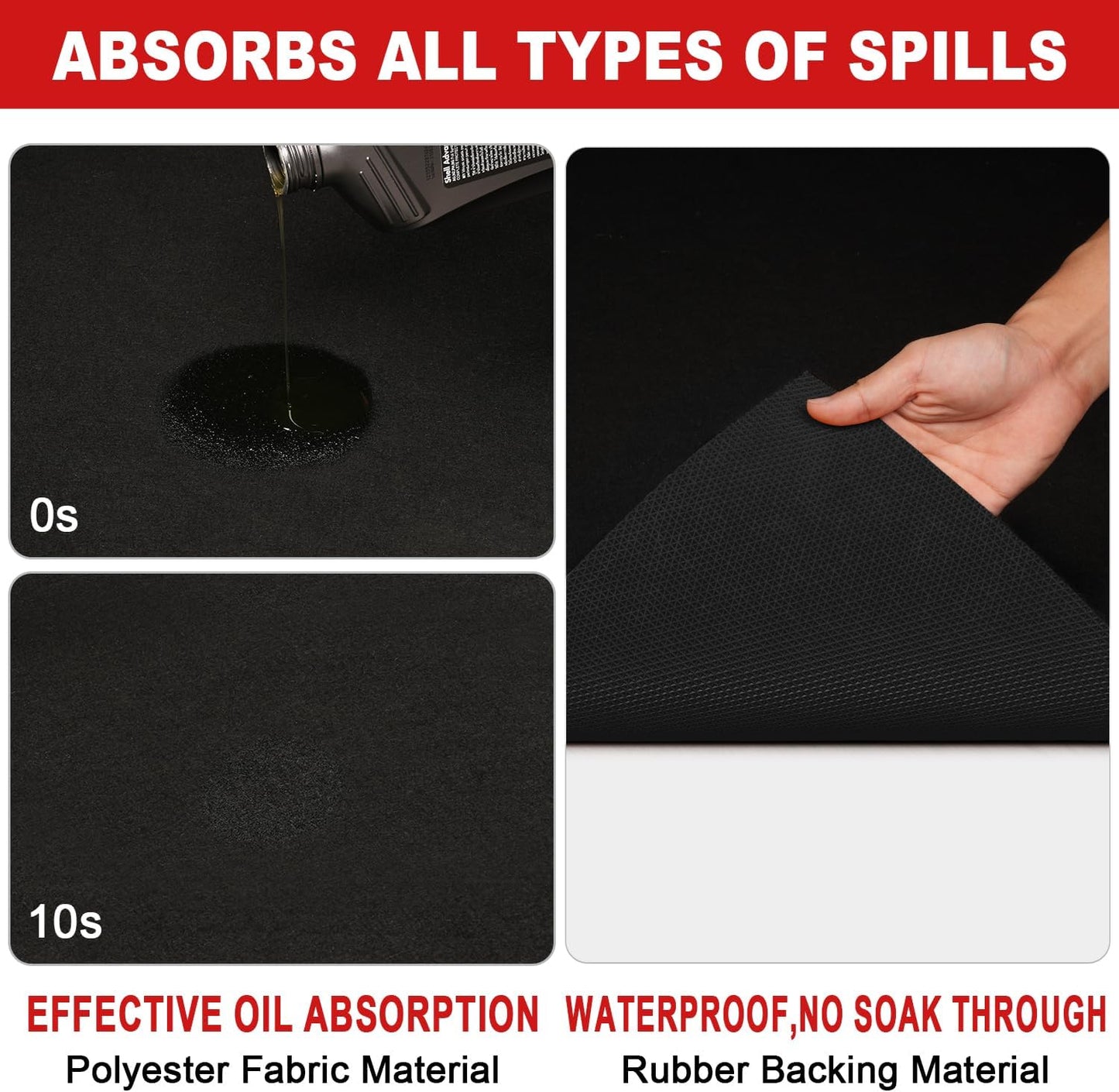 Heavy-Duty Garage Floor Mat 17' x 7'4" - Waterproof Garage Flooring for Cars & SUVs, Durable Garage Mats for Floor, Oil Spill Resistant Garage Mat, Easy-to-Clean Garage Rug for Floor, Oil Change Mat