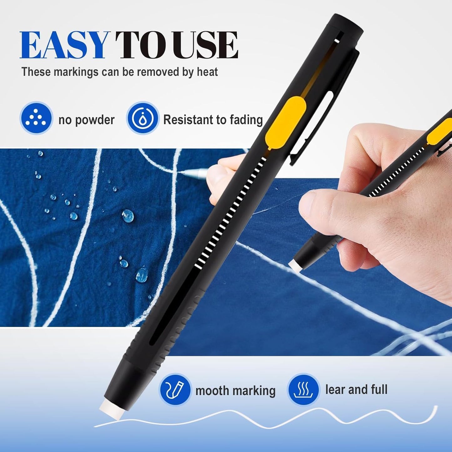 Heat Erasable Fabric Marking Pen Set, 2 Pens with 20 Refills, for Sewing, Quilting, Embroidery