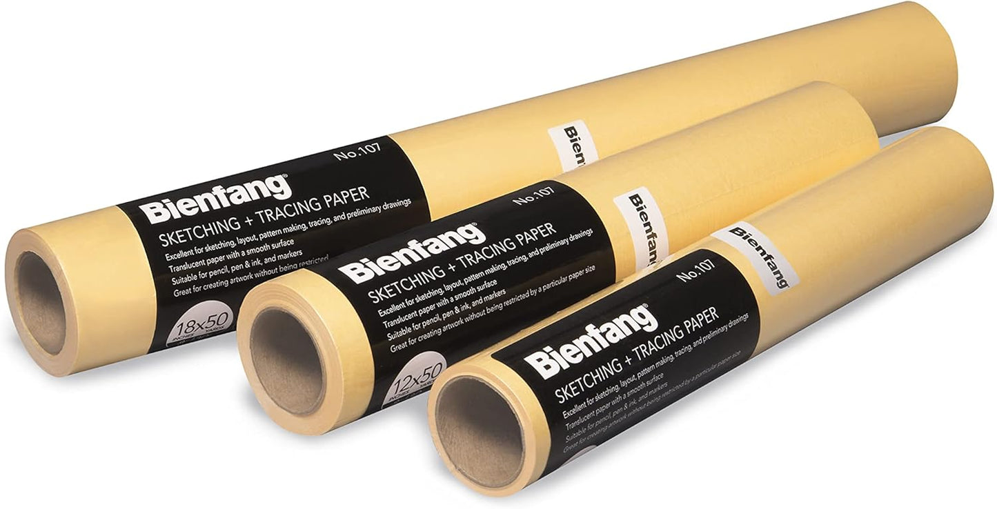 Bienfang Sketching & Tracing Paper Roll, Canary Yellow, 24 Inches x 50 Yards, Large - for Drawing, Trace, Sketch, Craft, Sewing Pattern