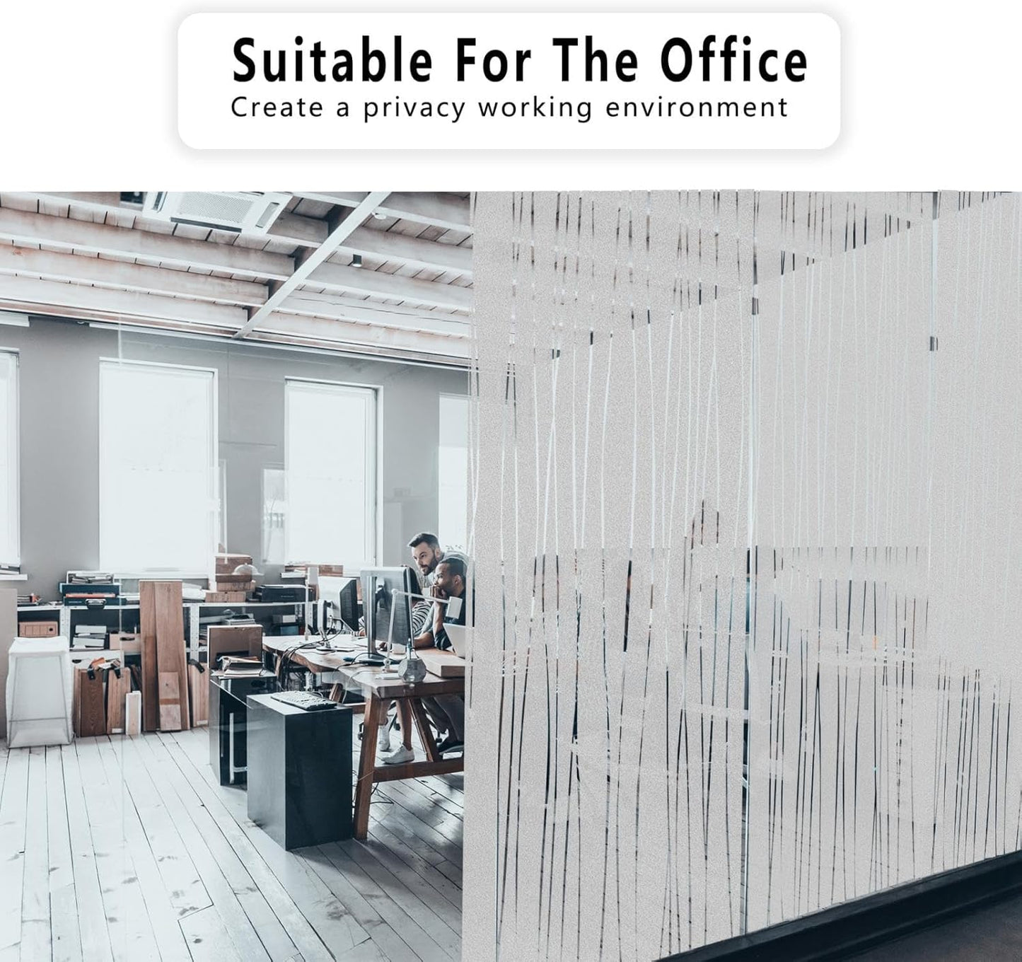 Finnez Window Privacy Film Decorative Frosted Window Cling Privacy Film for Glass, Non-Adhesive Heat Anti-UV for Home Office Living Room, Irregular Stripe Patterns, 23.6 x 118.1 Inches