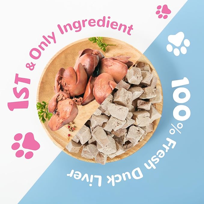 PAWUP Freeze Dried Duck Liver Cat Treats, Dog Liver Treats, High Protein Snack for Dogs, Cats, Healthy Single Ingredient, Rawhide Free, Grain Free, 4.6 oz