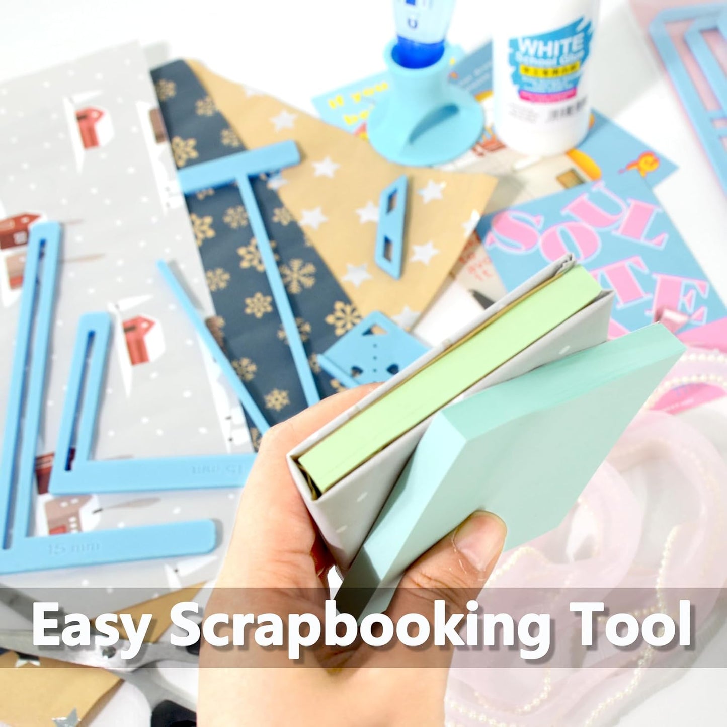 UPTTHOW 6Pcs Bookbinding Easy Scrapbooking Tool for Starter, Complete Great Stencils and Cutter Guide Kit Can Be Made into Notebook Calender Junk Journal Handbook