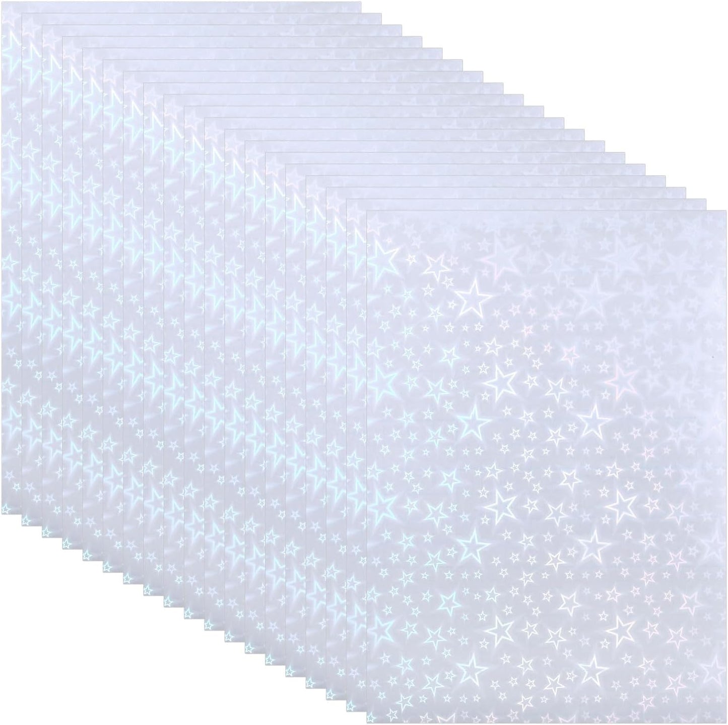 PATIKIL 8.3x5.8" Holographic Sticker Paper, 20Sheets A5 Polypropylene Self-Adhesive Transparent Waterproof Laminate Overlay Film for Photo Cards Scrapbook Decorations, Pentagram
