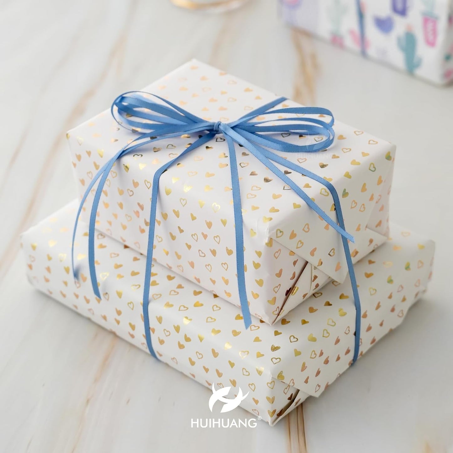 HUIHUANG 1/8" Smoke Blue Ribbon Continuous 100 Yards Solid Color Double Faced Thin Ribbon Silk Satin Ribbon for Wedding Invitation Cards Crafts Sewing Hanging Tags Gift Wrap