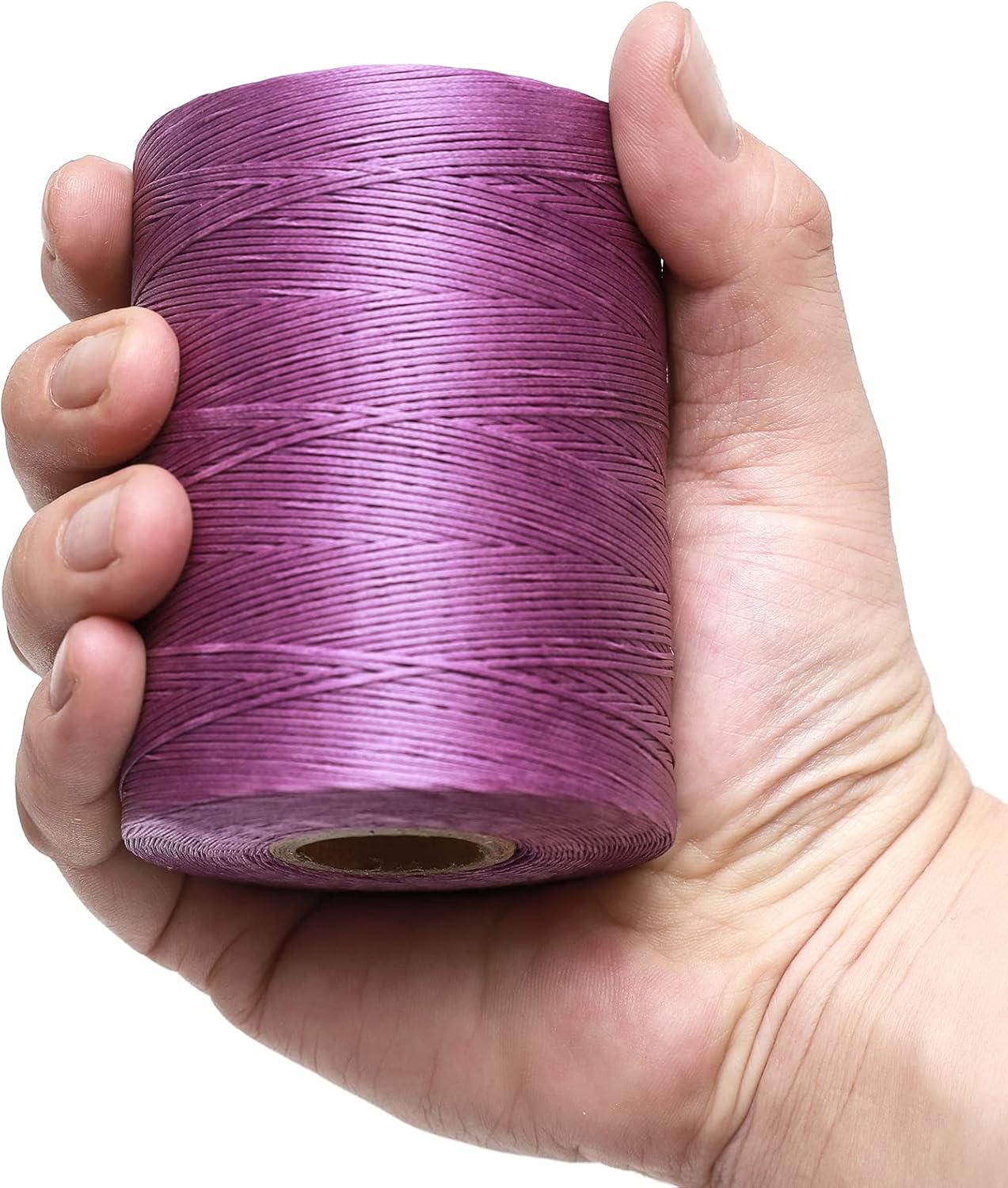 Waxed Thread,852Yards 150D 0.8mm Flat Polyester Wax Thread for Hand Sewing Leather Craft DIY Projects Shoes Repair Book Binding(Light Purple)