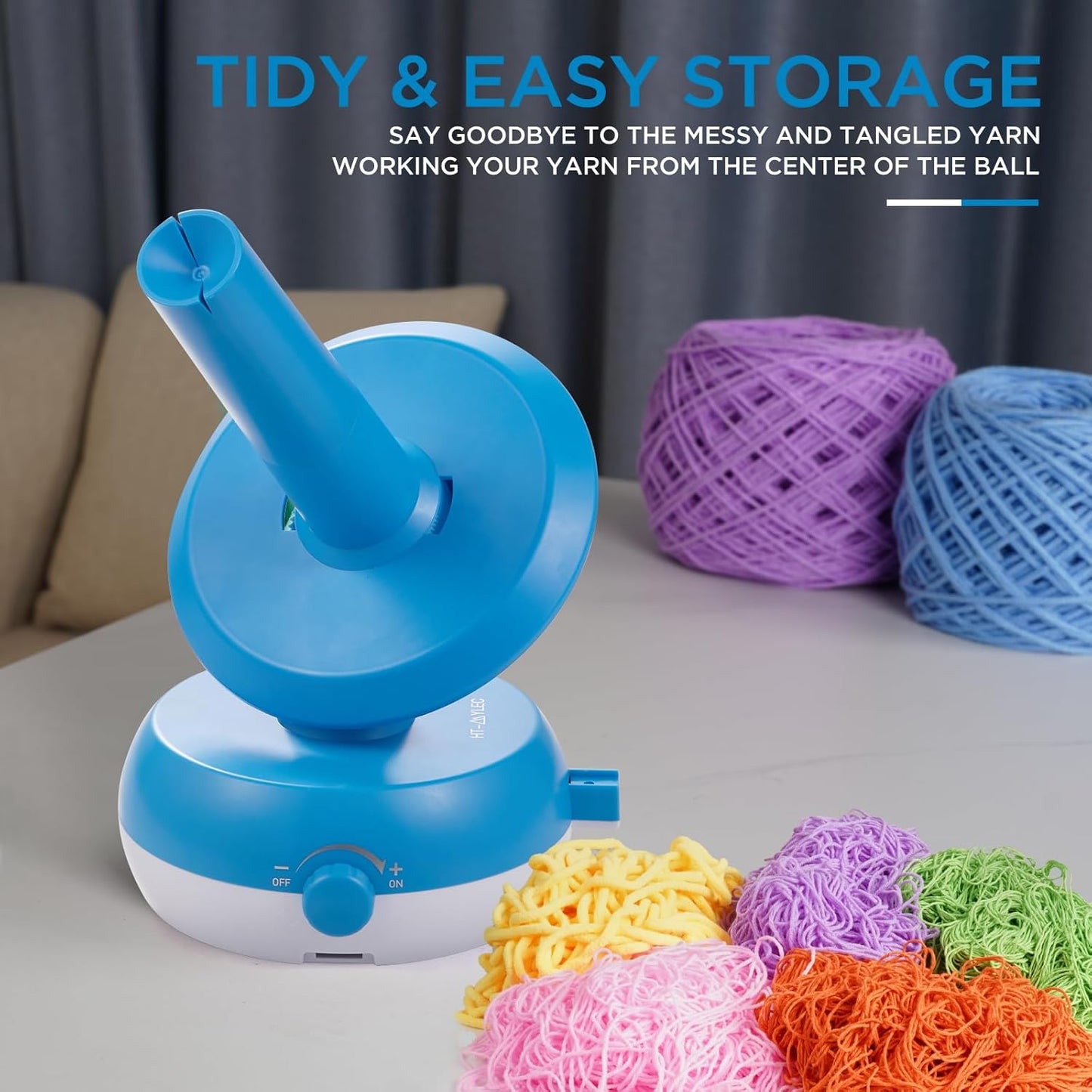 Electric Yarn Ball Winder for Crocheting| 10oz Large Capacity Automatic Yarn Cake Winder Stepless Speed, Adjustable Weaving Ball Winders, Helper for Yarn Collection Lovers, Navy Blue