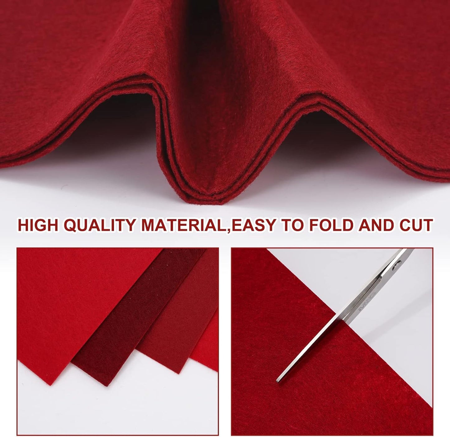 Whaline 18Pcs Felt Fabric Sheets Soft Thick Assorted Red Craft Felt Pack for DIY Craft Sewing Patchwork Art Projects, 3 Colors, 7.9 x 11.8 Inch