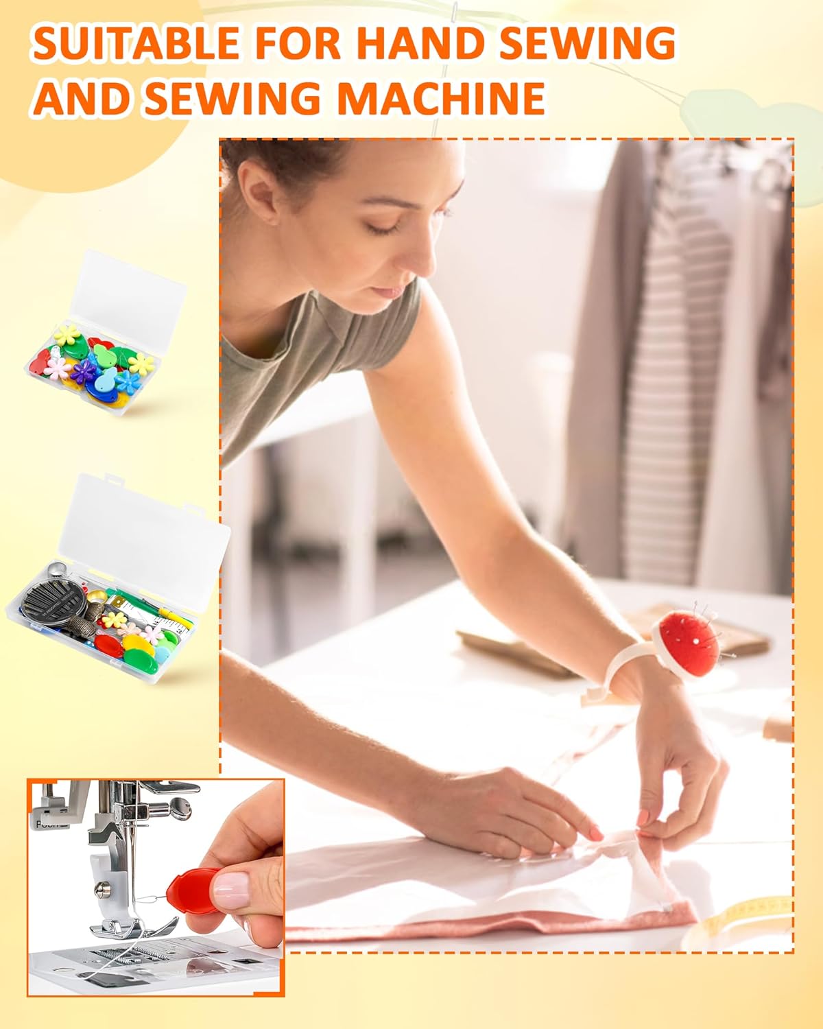 FIVEIZERO Needle Threaders Kit, 24 PCS Needle Threader for Hand Sewing, Needles Threader for Swing & Embroidery Floss with Embroidery Needles, Seam Ripper, Thread Snips, Thimble and Measuring Tape