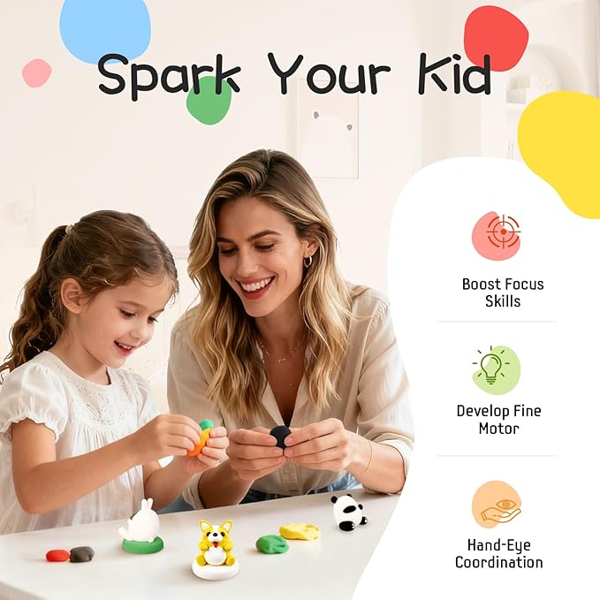 Air Dry Clay Kit for Kids, Modeling Clay, 9 Animals Model Magic Clay with Sculpting Tools and Tutorials, Ultra Light Soft Clay Set, Arts Crafts Toy Gift, Christmas Birthday Party Favors for Boys Girls