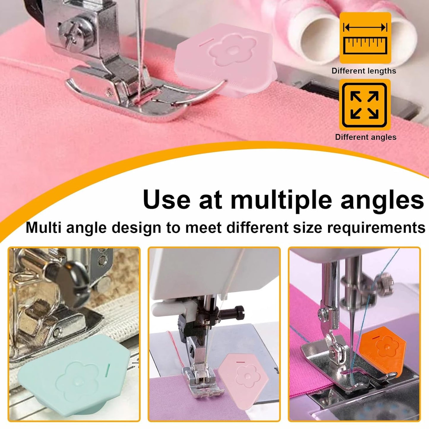 Utoolmart 3Pcs Magnetic Seam Guide for Sewing Machine, Multifunctional Polygonal Hemmer Guide with Scale, Magnet Hem Guide for Sewing Machine, Universal Sewing Accessories and Supplies (3colors)