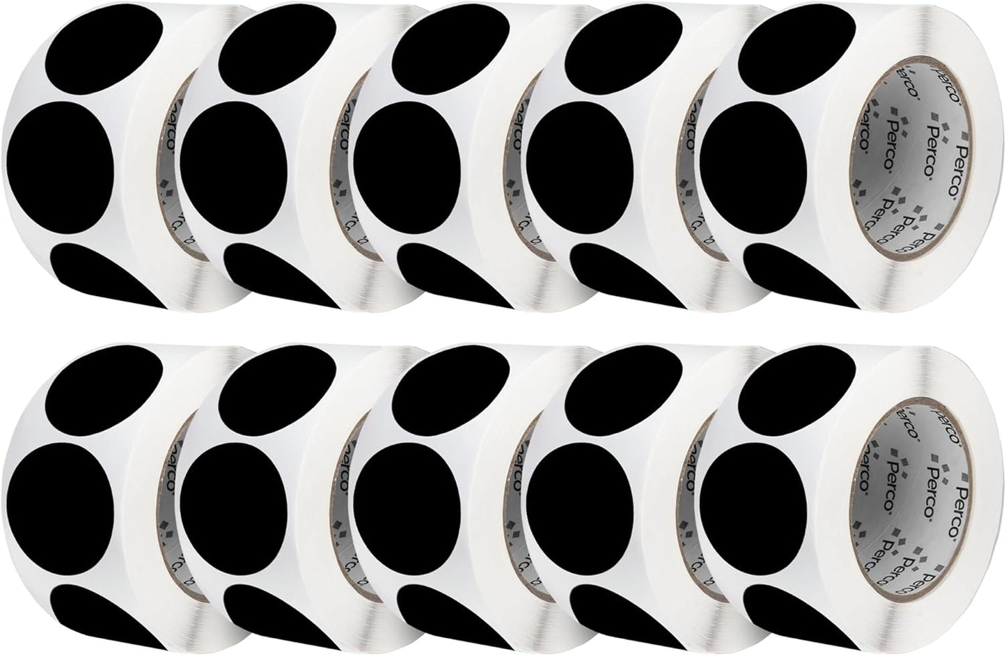 Perco Black 3-Inch Perforated Circle Dot Sticker Labels — 10 Rolls, 5,000 Round Stickers — with Permanent Adhesive for Moving Boxes, Sale Signage, Displays, Status Messaging—Made in USA