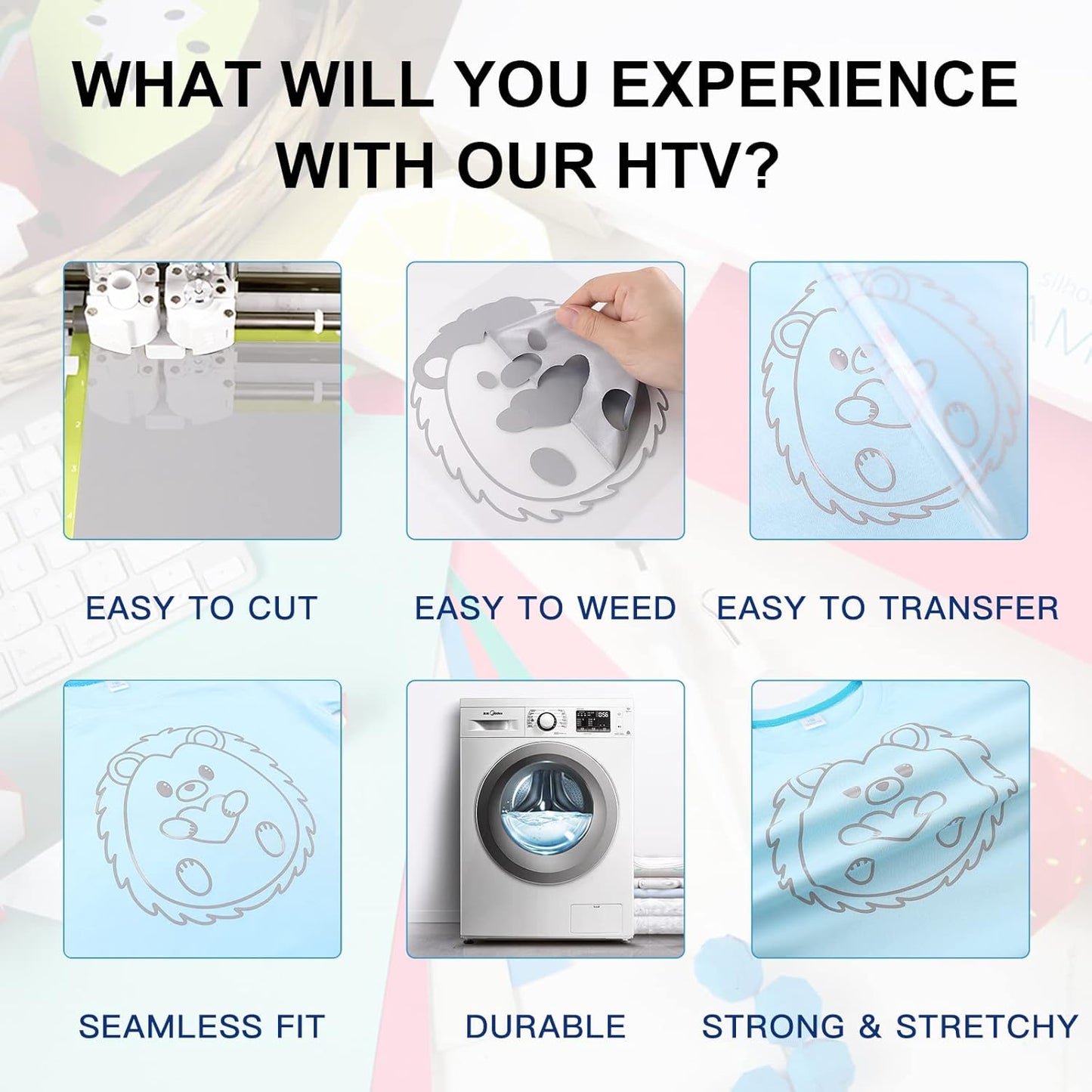 HTVRONT Reflective HTV Vinyl Roll - 12" x 8ft Reflective Heat Transfer Vinyl for T Shirts, Reflective Iron on Vinyl Compatible with Cricut Cutting Machine (Light Gray)