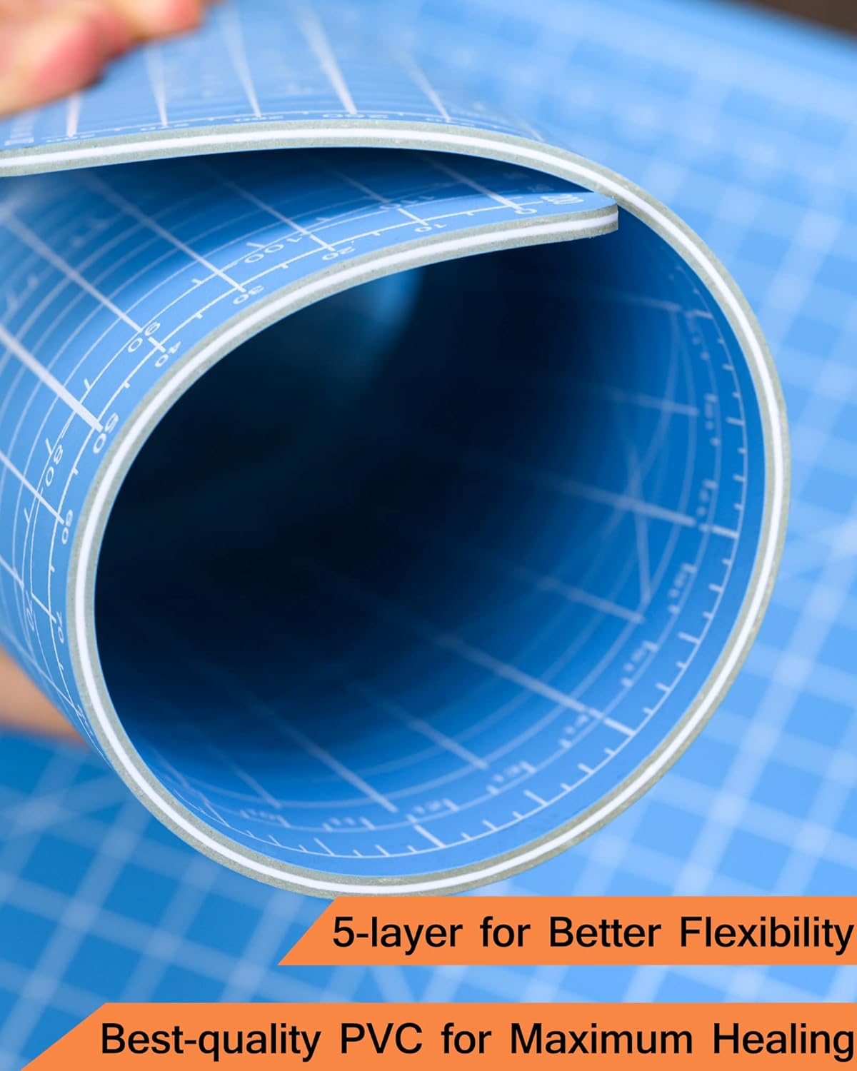 Density-upgraded 9"x12" Self Healing Cutting Mat, Idemeet Rotary Sewing Mat for Crafts, 5-Ply Blade Table Protector Cut Board for Fabric Leather Cutting Quilting Modeling Hobby Project, A4, Blue