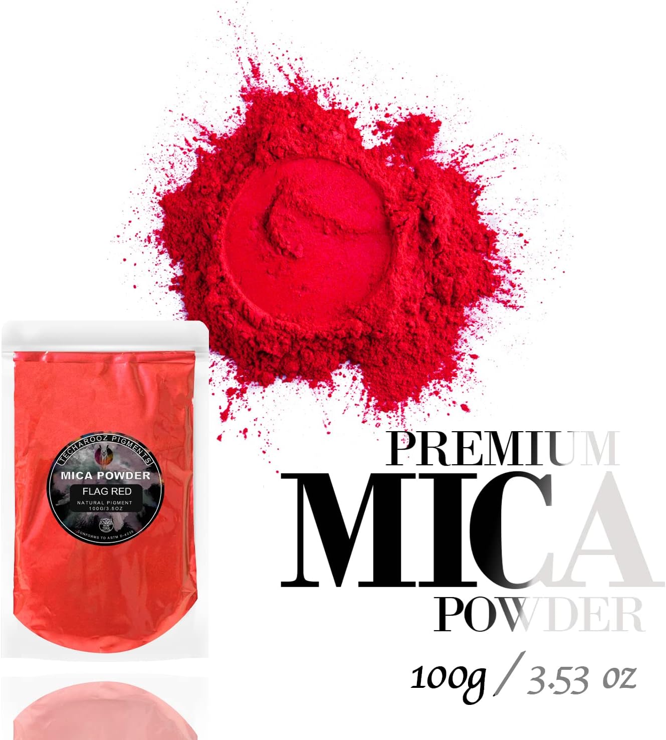 Flag RED Mica Powder for Epoxy Resin 100g / 3.5oz. Sealed Bag - TECHAROOZ 2 Tone Resin Dye Color Pigment Powder for Lip Gloss, Nails, Colorant for Slime Bath Bombs Soap Making & Polymer Clay