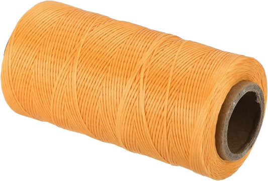 MECCANIXITY Waxed Thread,284 Yard 0.8mm 150D Flat Wax Thread Polyester Waxed String for Leather Sewing Hand Weaving Book Binding Home Decoration, Yellow-Brown