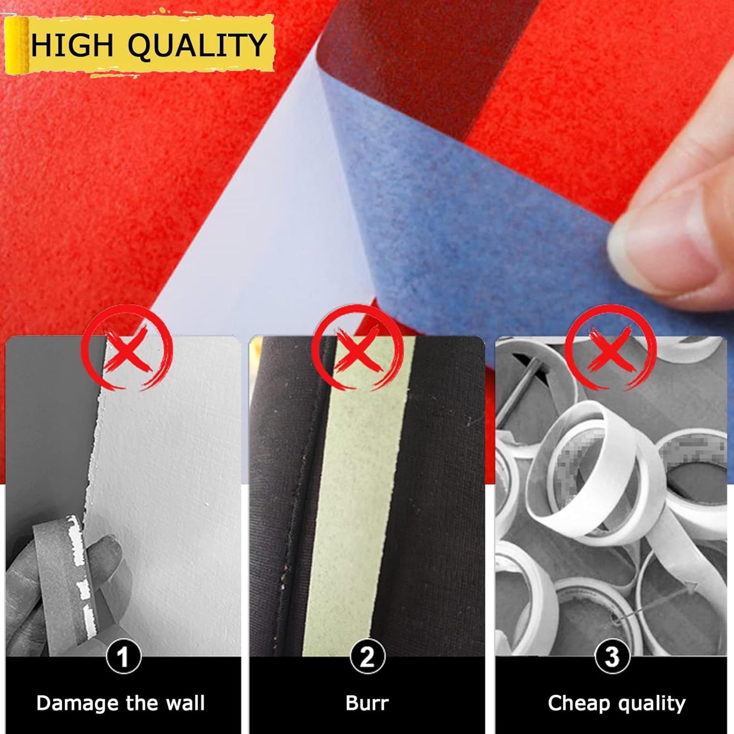 6 Rolls Masking Tape, Blue Painters Tape, Artist Painter's Painting Paper Tape for Multi-Purpose Wall Paint, DIY Crafts & Arts, Scrapbook, Decoration, Labeling, Edge Finishing (1.88Inch x 60.1Yard)