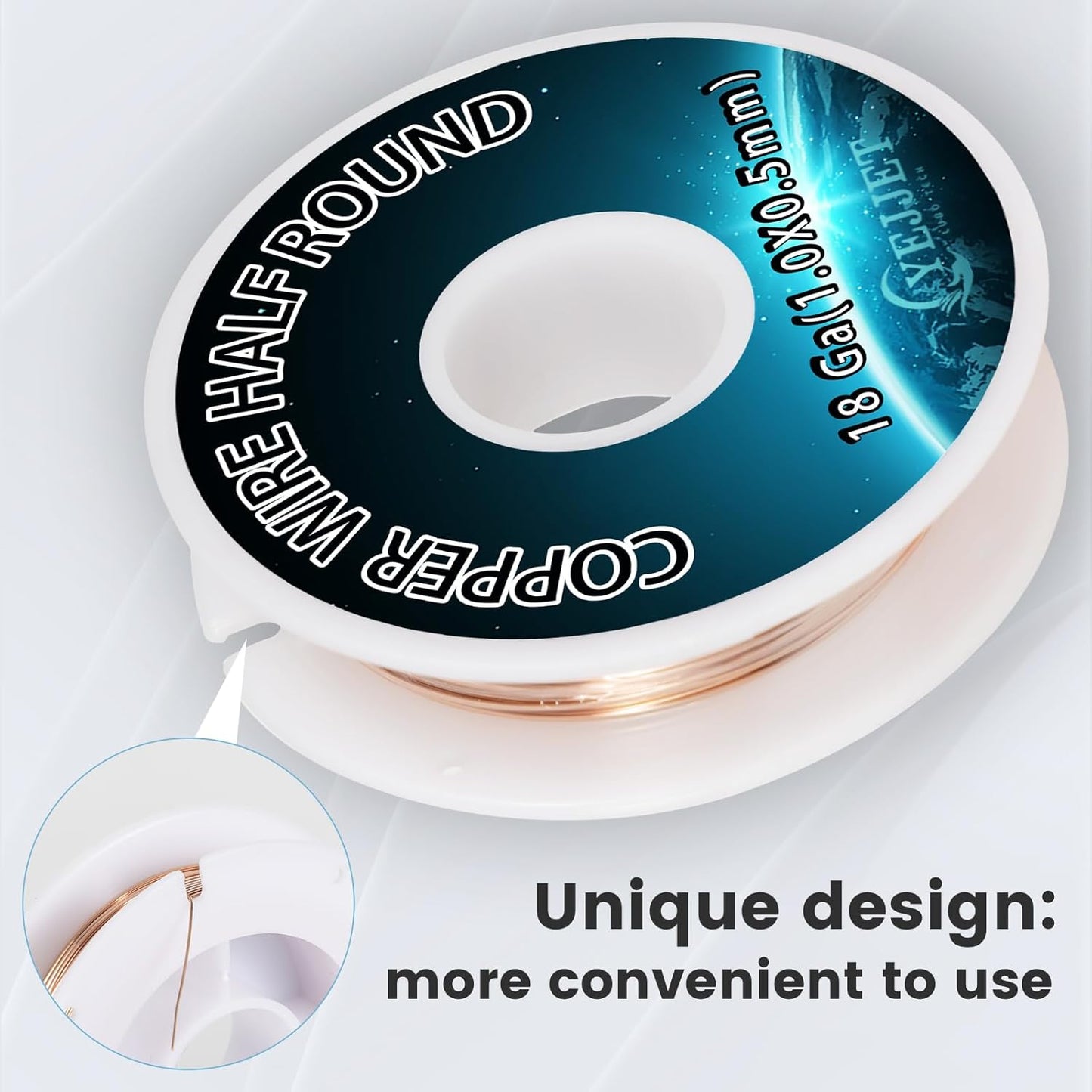 18 Gauge Copper Wire Half Round - 3.0 oz (75 Feet) Industrial Conductive Wire, Electrodeposition & DIY Projects