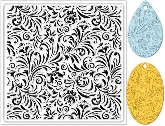 CHGCRAFT Polymer Clay Texture Sheets Fujiman Background Silicone Texture Stamp Clay Pad for Making Earrings Jewelry, 5.5x5.5inch