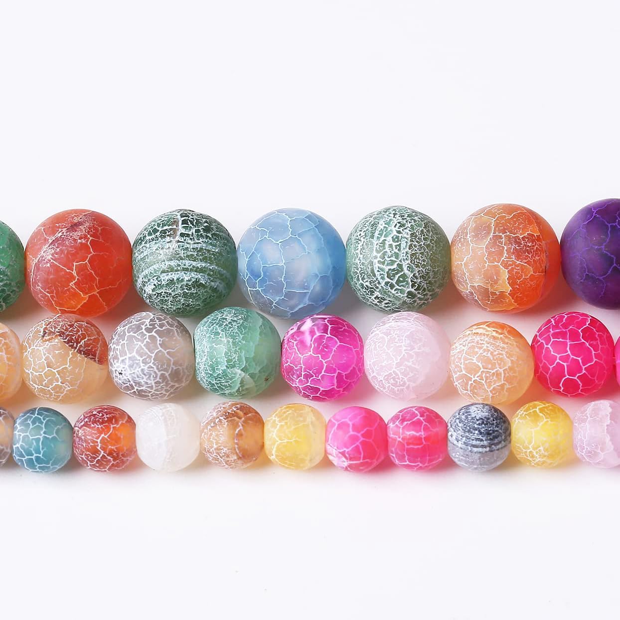 48PCS 8MM Weathered Agate Beads-Multicolo Stone Beads Energy Healing Beads for DIY Jewelry Bracelet Necklace Making for Jewelry Making15Inch