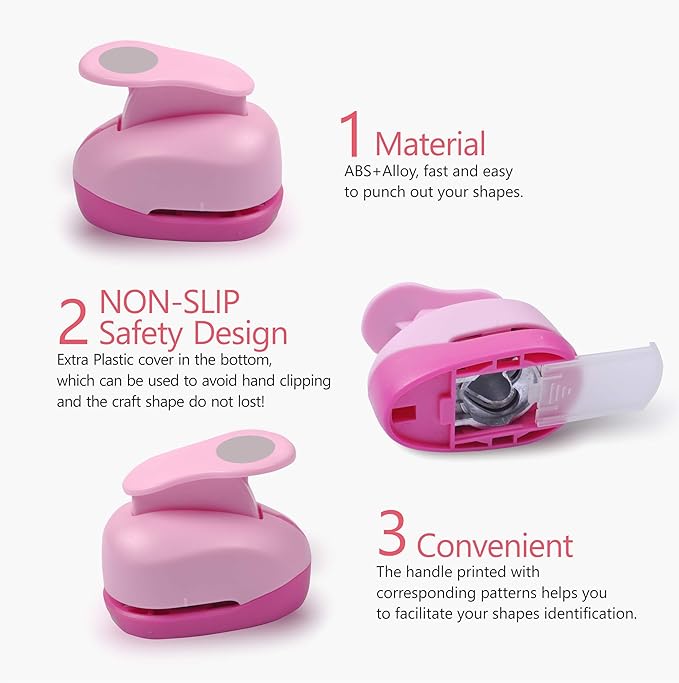 BearBoss 2 Inch Circle Punch, Hole Punch Shapes, Paper Punch Set for Scrapbooking Festival Paper Greeting Card DIY Albums Photos (Pink)