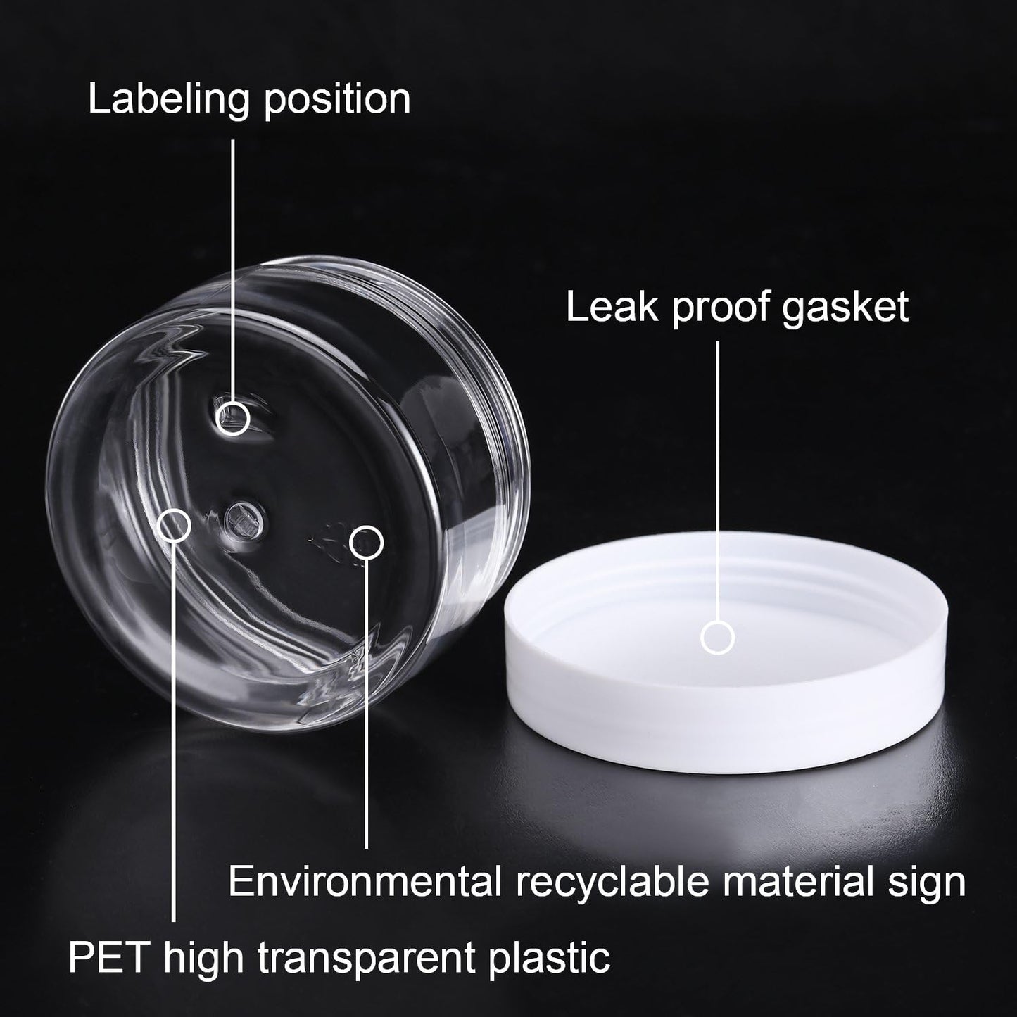 Empty 12 Pack Clear Plastic Storage Favor Jars Wide-mouth Plastic Containers with Lids for Beauty Products, DIY Making or Others (4 oz, White)