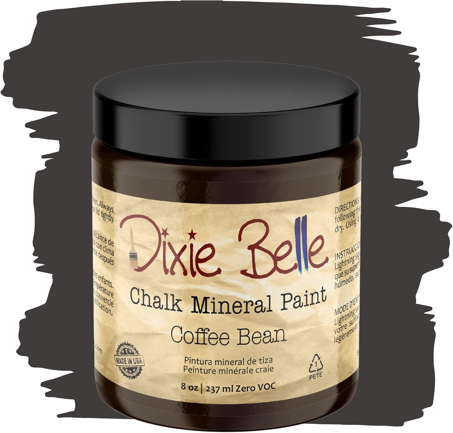 Dixie Belle Paint Company Chalk Finish Furniture Paint - Coffee Bean (8oz) - Matte Espresso Brown Chic Chalk Mineral DIY Furniture Paint