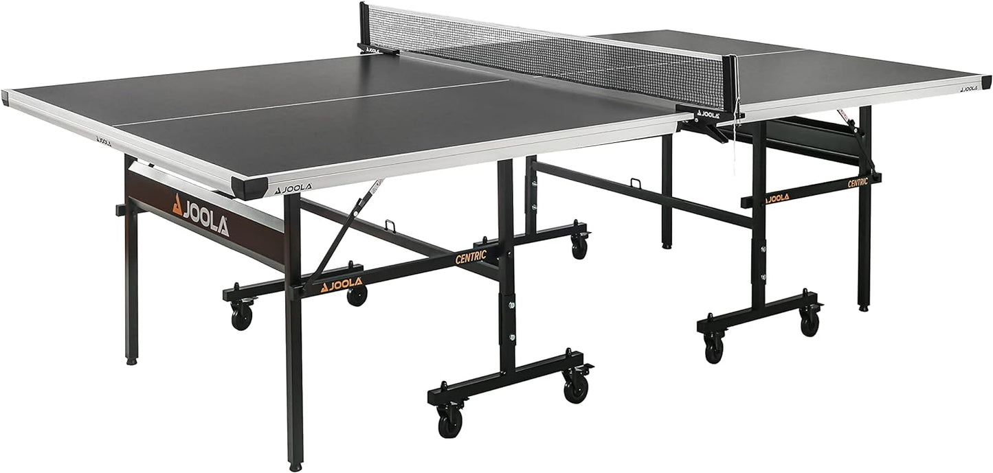 JOOLA Inside Professional MDF Indoor Ping Pong Table with Quick Clamp Table Tennis Net and Post Set - 10 Minute Easy Assembly - Tournament Quality - Foldable with Single Player Playback Mode