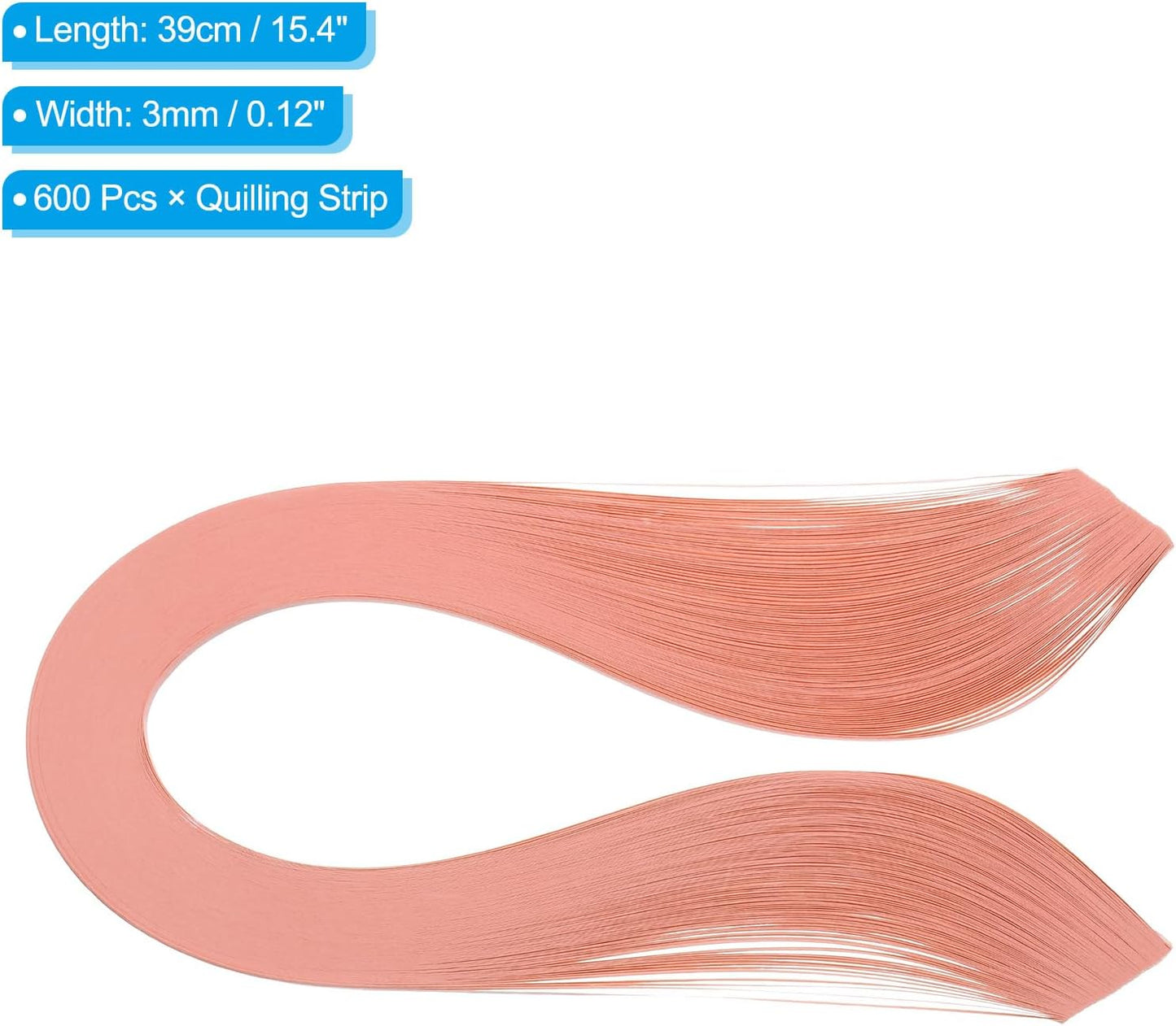 PATIKIL 600pcs Quilling Strips Paper 1/8"(3mm) 39cm Origami Paper Quilling Strip for Art DIY Hand Craft Christmas, Coral Pink