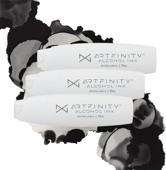 Alcohol Inks 3 Pack - Vibrant, Professional, Dye-Based Alcohol Inks for Artfinity Alcohol Markers, Artists, Drawing, & More! - Neutral Grey 9 NG9