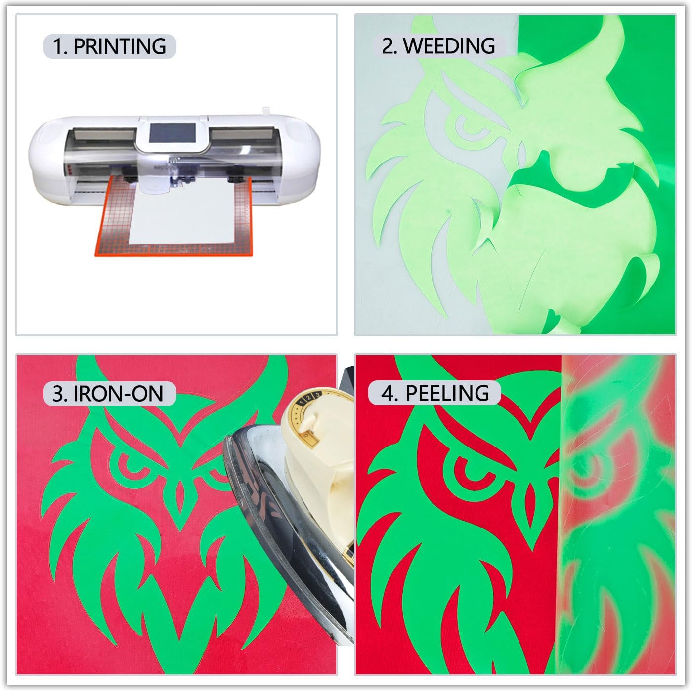 guangyintong Glow in The Dark Heat Transfer Vinyl HTV Rolls, 12" x 8ft Luminous Fruit Green Iron on Vinyl for T-Shirts Costumes, PU Elastic HTV Vinyl for All Cutter Machines Easy to Cut & Weed