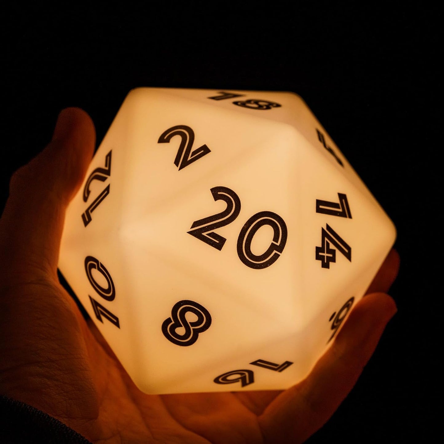 86mm Large D20 Dice DND LED 20 Sided Dice Color Changing, 3-Color Lights, for D&D Role Playing Games (White)