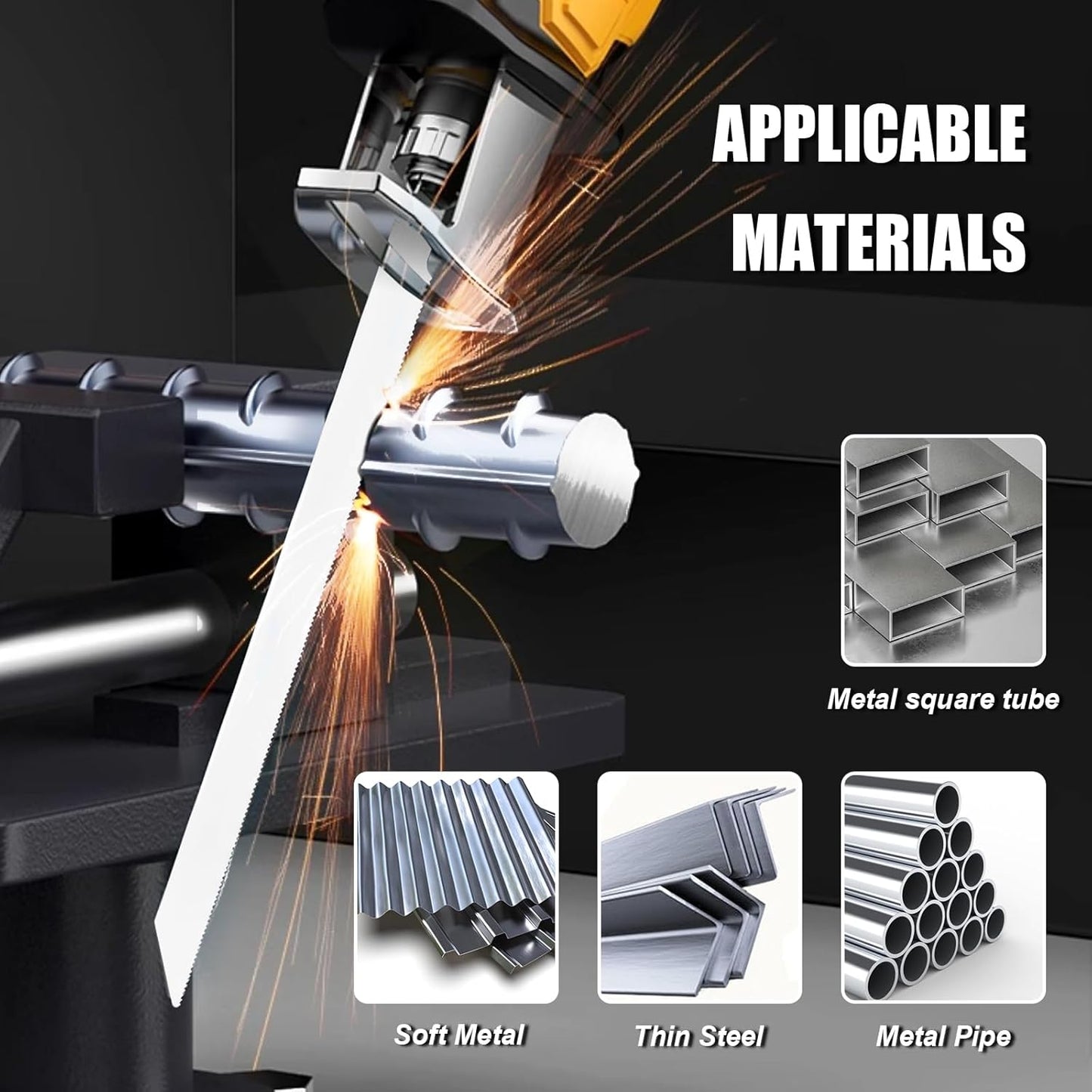 10 Pack 12 inch Reciprocating Saw Blades Set,18 TPI High Carbon Saw Blades,Metal Saw Blades with Organizer Case (10, 18TPI/300mm)