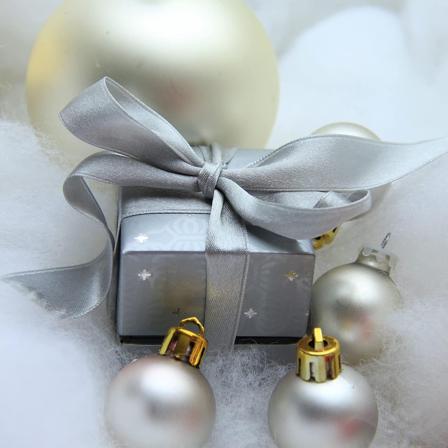 LIUYAXI Silver Stain Ribbon, 1" X Continuous 50 Yards, Double Faced Fabric Ribbon Perfect for Gift Wrapping Wedding Birthday Party Chair Sash Christmas Hair Floral Craft Sewing